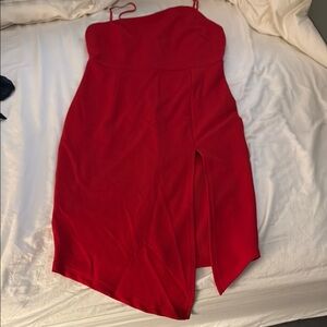 Elegant Asymmetrical Red Women's Dress